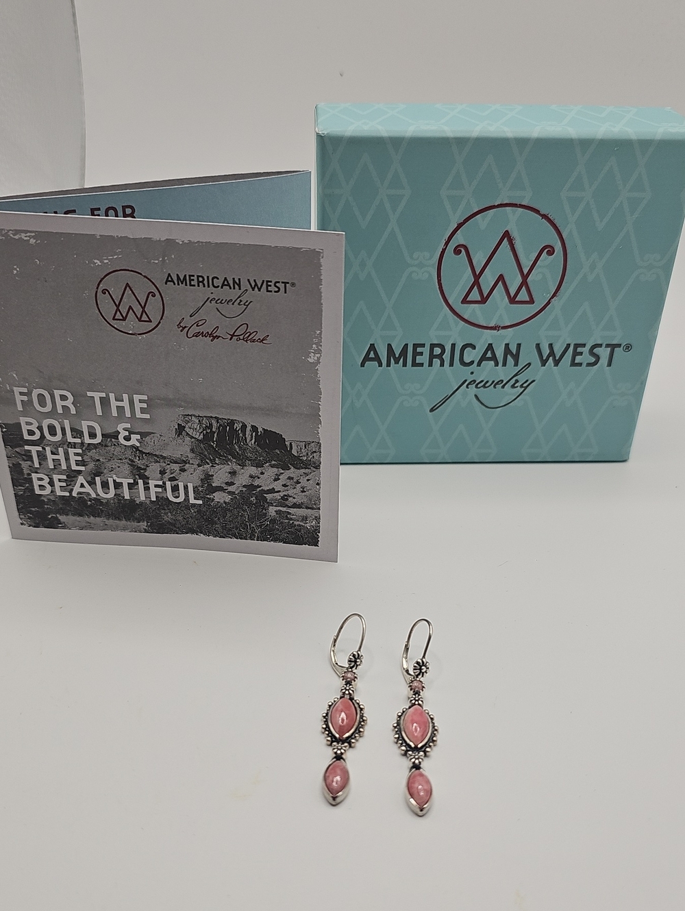 Sterling Silver Pink Peruvian American West Silver Earrings NEW IN BOX